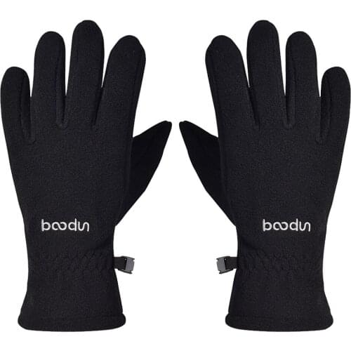 Unisex Warm Bike Bicycle Gloves Full Fingers Touch Screen Gloves - Black
