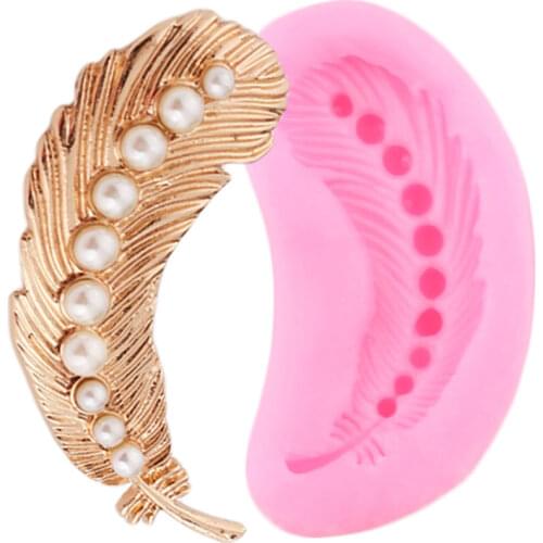Pearl Feathers Silicone Molds Cupcake Topper Fondant Mold DIY Wedding Cake Decorating Tools Jewelry Clay Candy Chocolate Moulds