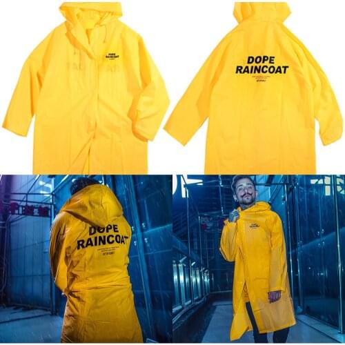 Fashion Dope Rain Coat women Hip Hop Hooded Jacket Coat Streetwear Men Waterproof Windbreaker Casual Long Coat Black Frosted