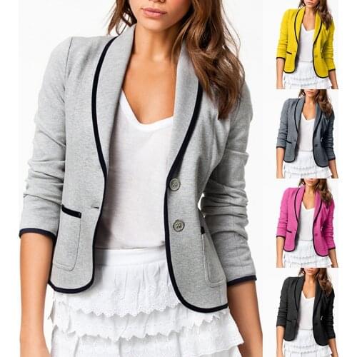 Office Ladies Tailored Coat Short Slim Fit Pocket Suit Jacket Solid Open Front Pockets Cardigan Formal Suit Long Sleeve Coat