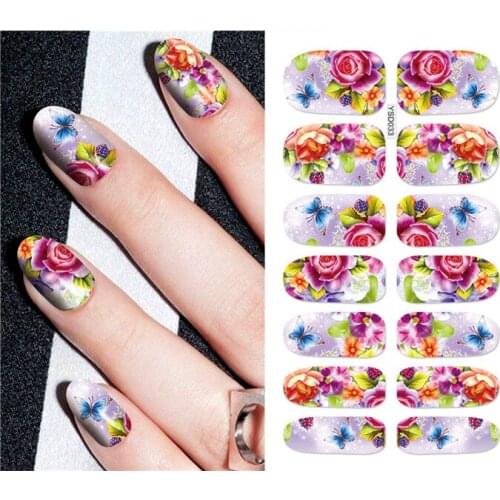1 sheet DIY Nail Art Water Transfer Stickers Peony Butterfly Flower slider adhesive Watermark Decals Women Beauty Wedding Nails