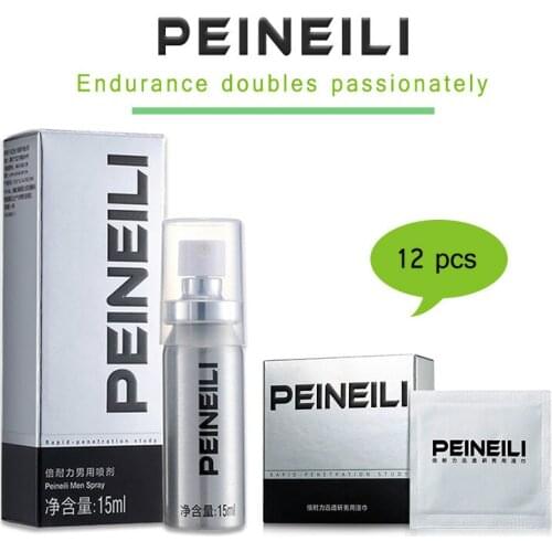 1 pc Peineili Sex Delay Spray for Men Anti Premature Ejaculation Prolong 60 Minutes Penis Enlargment + 12pcs Lasting Sex Wipes
