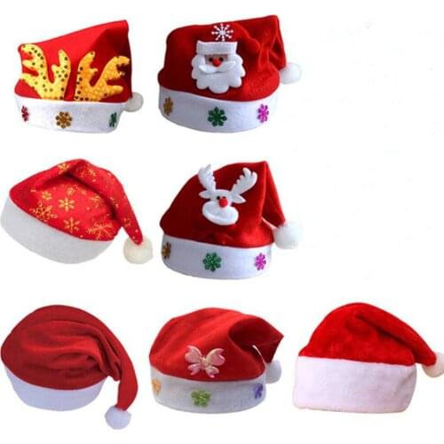 1PCS Christmas Ornaments Decoration Christmas Hats Santa Hats Children Women Men Boys Girls Cap For Christmas Party Props