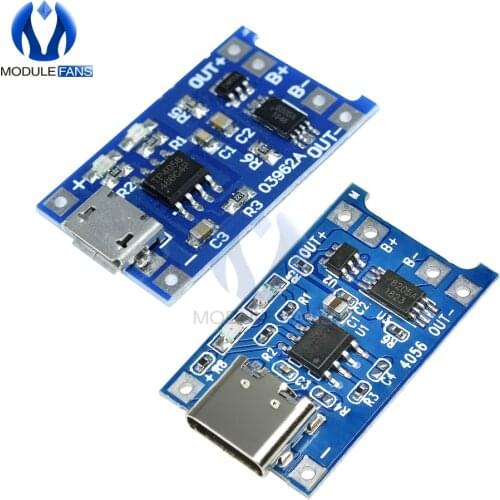 10pcs Micro USB 5V 1A 18650 TP4056 TC4056A TC4056 Lithium Battery Charger Module Charging Board With Protection Dual Functions