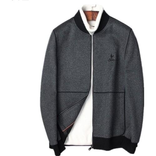 100% Wool Coat Autumn Winter Jacket Men Double-side Woolen Coats Streetwear Baseball Jackets Mens Coat JLK18BZ8077 MY1897