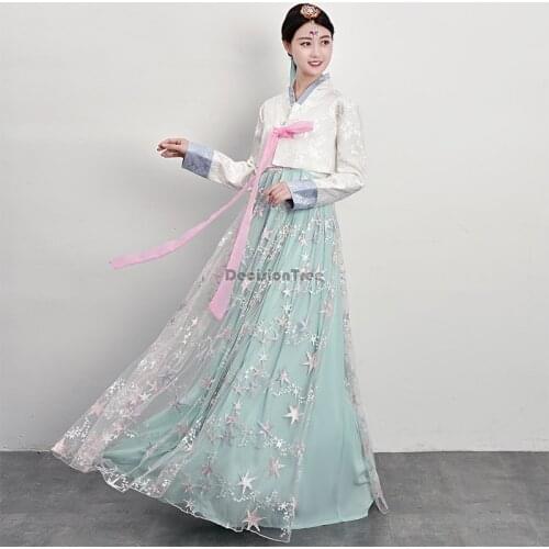 2021 korean hanbok traditional style national dress for women wedding dance performance costume elegant clothing dance dress