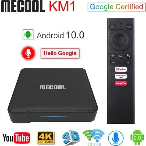 5pcs Mecool KM1 Smart TvBox Andriod 10.0 pie ATV Amlogic S905X3 4+64G Box TV 2.4G&5G 2T2R WiFi Bt 4.2 Youtube Set Top box