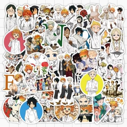 50 PCS The Promised Neverland Japanese Animation Waterproof Stickers for Laptop Helmet Bicycle Luggage Phone Case Supplies