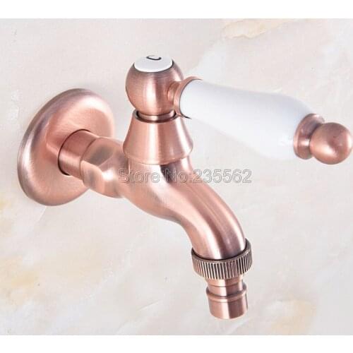 Antique Red Copper Ceramic Handle Laundry Sink Cold Water Tap and Washing Machine Faucet /Garden Water Taps Lav334