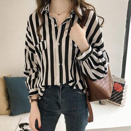Blouse Women Autumn Shirt Womens 2020 Long-Sleeved Shirt Loose Striped Shirt Blusas Ropa De Mujer
