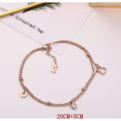 Cucurbit Double Titanium Steel Rose Gold Anklet Cubic Zircon Girls Anklet gift accessories