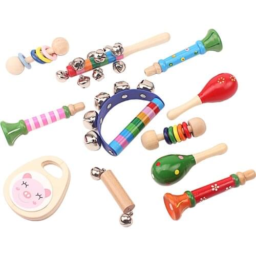 Toddler Infant Wooden Music Vocal Toys Set Rattles & Mobiles Toy Early Developmental Baby & Toddler Toys Gift for New Born Baby