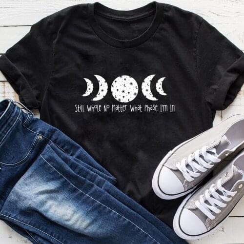 Still Whole No Matter What Phase I'm In T-shirt Aesthetic Moon Phases Graphic Tees Tops Vintage Women Witchy Astrology Tshirt