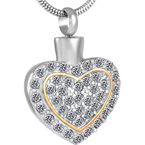 IJD8595 Womens ash holder accessaries wholesale,full of crystal Stainless steel Females Cremation urn necklace pendant