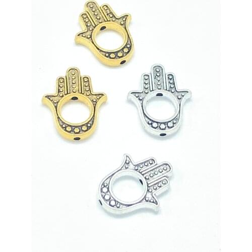 JUNKANG 20pcs 13mm*16mm popular Turkish perforated palm spacer DIY handmade bracelet Necklace Jewelry connection accessories