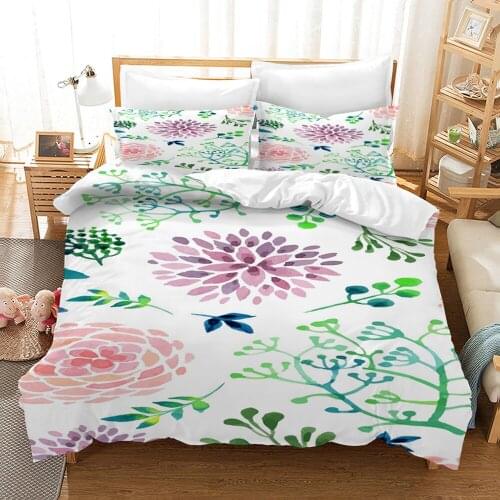 Modern Twin Bedding Sets 2/3pcs Floral Branches Butterfly Printed Duvet Comforter Cover Sets Girl Teens Soft Twin Sets