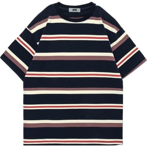 HISTREX Quality 33 Colors Stripe 100% Cotton 200g Men T Shirt Summer T-shirt Top Vintage Tshirt Man