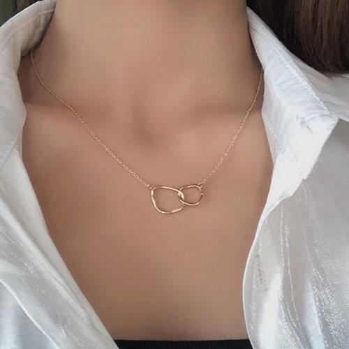 Simple Gold Chain Lariat Double Circle Choker Neckalce for Women Girls Best Friend Gifts Aesthetic Chokers Jewelry Accessories