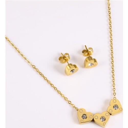 OUFEI I LOVE YOU Necklace Earrings Set Stainless Steel Jewelry Woman Accessories Fashion Jewelry Gifts For Women Free Shipping