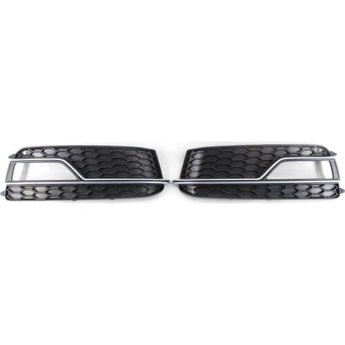 Pair Front Bumper Grill Fog Light Cover Chrome Set For AUDI A5 S-LINE S5 13-2017