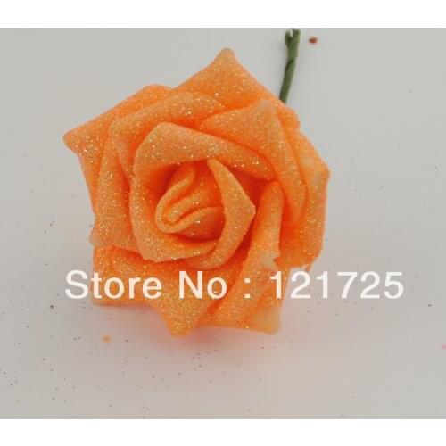 Foam Rose Flowers with gold dust Hand Made Mini artificial Flower DIY Small Wedding Bouquet Scrapbooking Decor Free Shipping