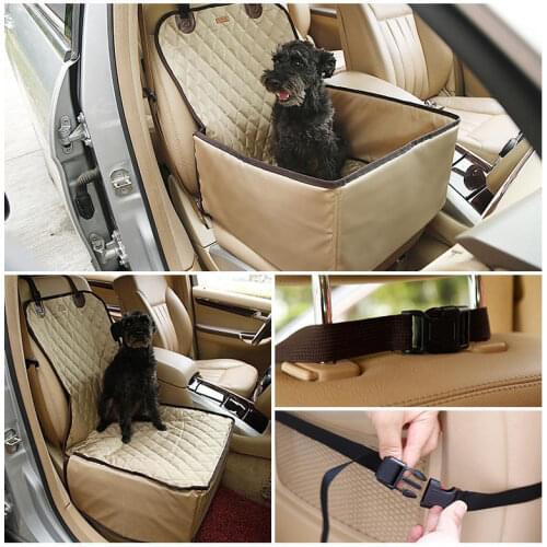 2 in 1 Car Front Pet Car Seat Cover Waterproof Puppy Basket Anti-Silp Pet Car Carrier Dog Cat Car Booster Outdoor Travel