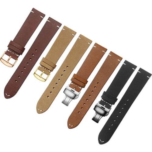 18mm 20mm 22mm Hand-polished genuine leather watch band replacement strap for Ticwatch pro/E2/C2/S2 leather watch chain