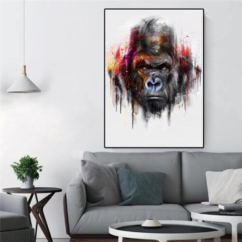 Modern wall decoration abstract colorful canvas orangutans painting animal pictures art canvas posters prints for dropshipping
