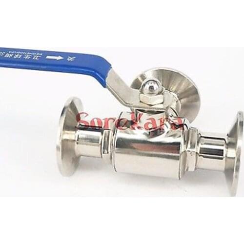 T-port 3/4" 19mm 304 Stainless Steel Sanitary 3 Way Ball Valve 1.5" Tri Clamp 50.5mm Ferrule O/D For Homebrew Diary Product
