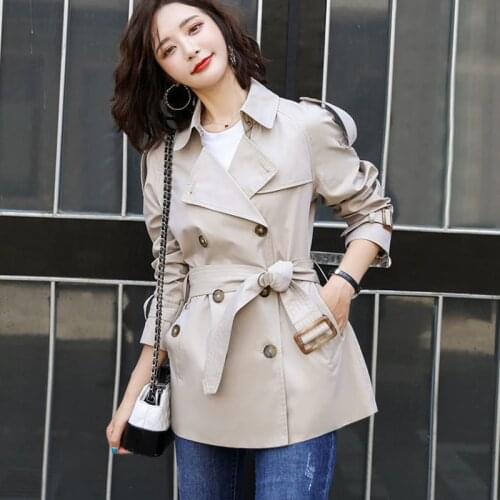 Fashion Double Breasted Trench Coat Women Khaki Slim Belt Cloak Mujer Windbreaker Female Casual ladys Windbreak 1271433