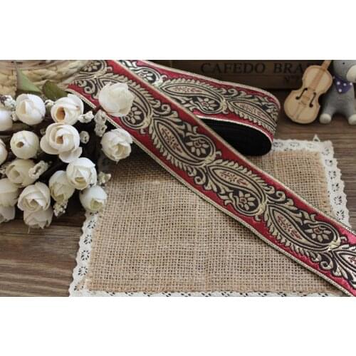 10 yards Woven Jacquard Ribbon Trims Quilt Accessories 4.2cm classical style in dark red LS-6805