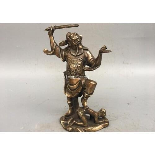 11''copper carved folk exorcise evil spirits guardian God Zhong Kui arrest Ghost