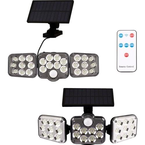 138LED Motion Sensor Solar Wall Lamp with Remote Control 3Mode Security Solar Flood Light Outdoor Wide Angle Rotatable Wall Lamp