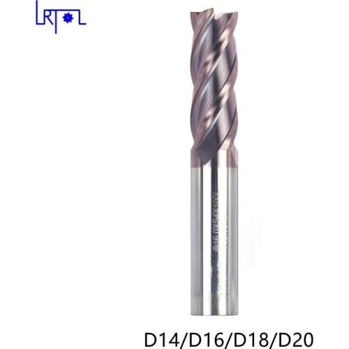 2pcs 4 Flute flat End mill Cutting HRC50 14/16/18/20mm Alloy Carbide Milling Tungsten Steel square Milling Cutter