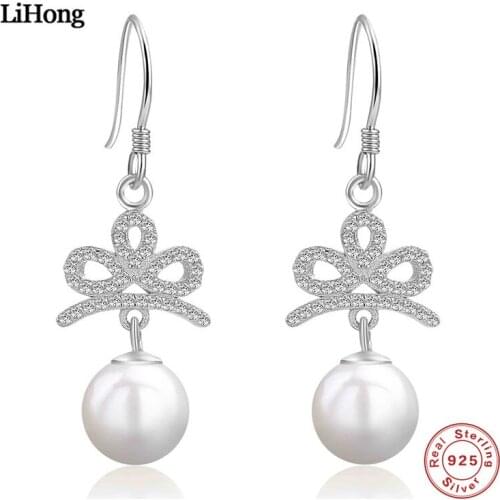 2018 New Designs Sterling Silver Earrings Crown Pearl Earrings Woman Glamor Jewelry Engagement Gifts