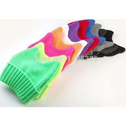 240pcs/lot candy color Lovely Cat Ear Style Knitted Hat Soft Warm Winter Elastic Acrylic Blended Beanie 21 color for choose