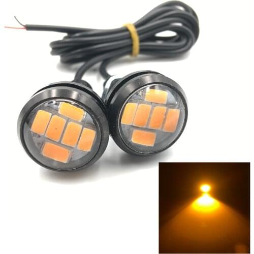 2x 12V 23MM 5730 6 LED Eagle Eye Light Daytime Running DRL Light Car Motor Amber Yellow