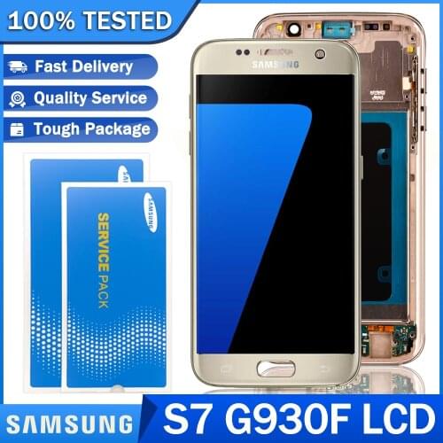 5.1'' Original LCD for SAMSUNG Galaxy S7 G930 G930F Super AMOLED Display + Frame Touch Screen Digitizer Repair Parts