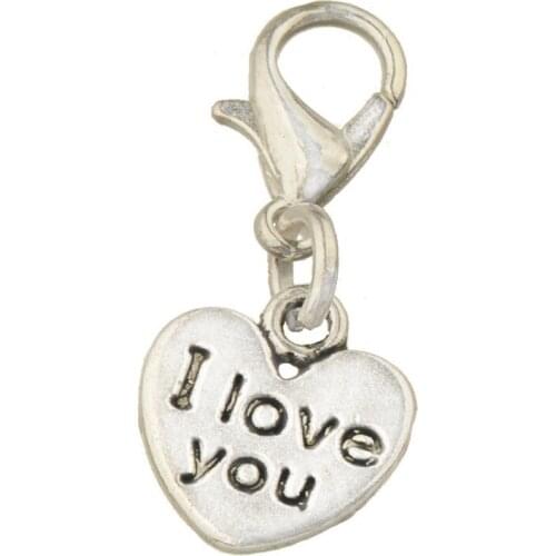 50pcs/lot charms pendants suspension I love you heart classic dangle diy handwork stuff 28mm silver jewelry components wholesale
