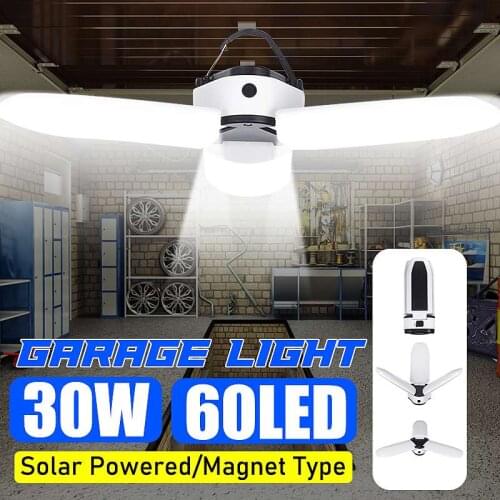 6500K Portable Outdoors LED Garage Ceiling Lights 3 Panels Deformable Garage Light Fixture Solar Magnet Workshop Camping Lamp