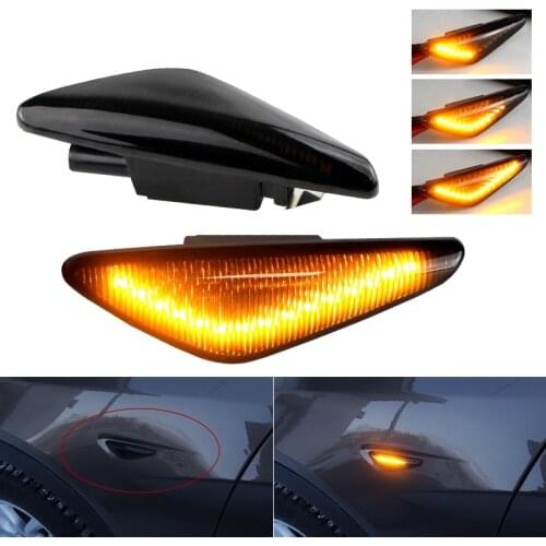 2PCS Smoke Dynamic Flowing LED Side Marker Signal Light For BMW X5 E70 X6 E71 E72 X3 F25 Sequential Blinker Lamp