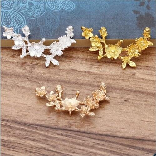 SIXTY TOWFISH 10 Pieces DIY Jewelry Accessories 22*44mm Alloy Ancient Retro Style Materials Flower Charms