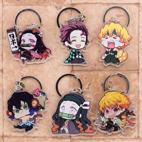 Demon Slayer Keychain 8 styles Kimetsu no Yaiba Key Ring Double Sided Acrylic Key Chain Anime Accessories Hot Sale