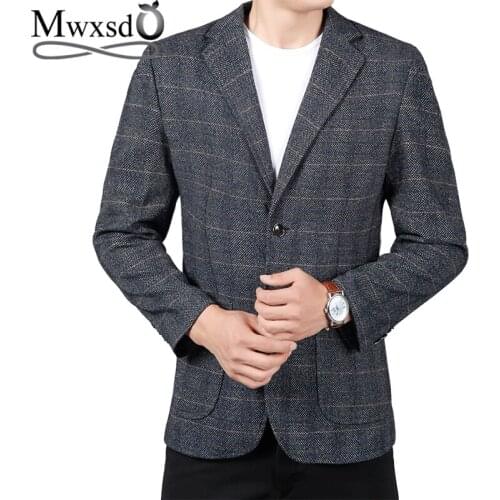 Mwxsd brand casual plaid Blazer men Suit jacket Mens single blazer jacket Slim fit male high quality blazer masculino