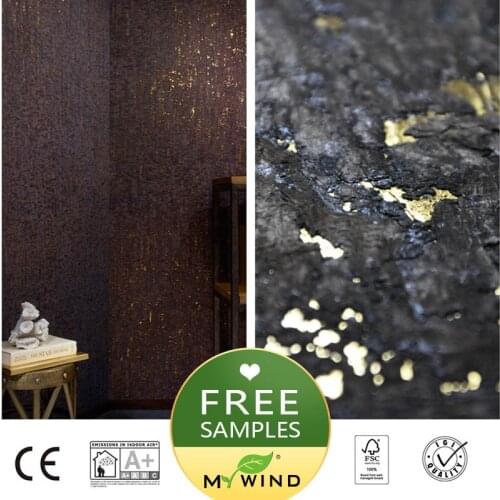Black gold metallic cork bed room wallpaper Sound-Absorbing wallcovering Cork 3D Wallpapers Luxury 100% Natural Material Safety