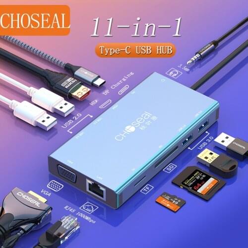 Choseal USB C Hub 11 in 1 USB C Adapter with Ethernet 4K USB C to HDMI For Mac Pro Galaxy S10 USB-C Converter Thunderbolt