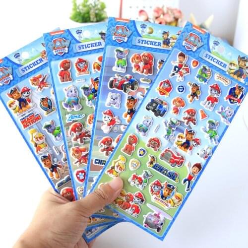 Paw Patrol Children Cartoon Foam Stickers 3D Three-dimensional Reward Boy Toy Anime Action Figures Stickers Children Girl Toys