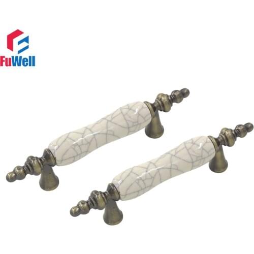 2pcs Porcelain Handles Ceramic Furniture Handles Knob 76mm Hole Pitch for Cupboard Drawer Door Ceram Handles Pull
