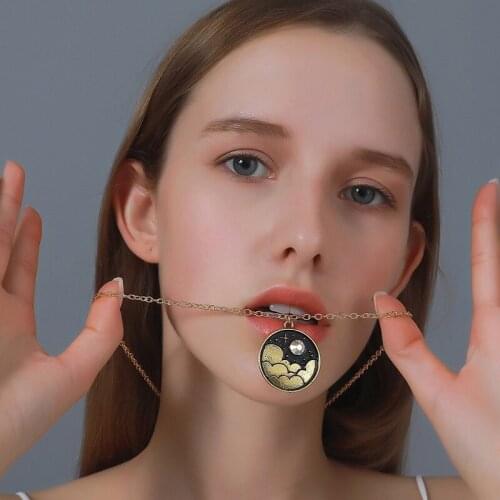 Creative Color Moon Cloud Night Sky Necklace Clavicle Chain Cartoon Geometric Round Pendants Necklaces for Women Female Jewelry