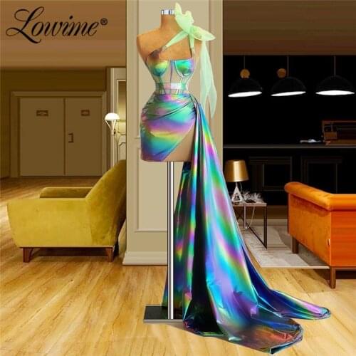 Lowime 2021 Sexy One Shoulder Cocktail Party Dresses Customized High Low Long Prom Dress Arabic Evening Gowns Vestidos De Fiesta